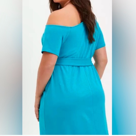 𝅺Torrid Teal Blue Off The Shoulder Dress Size 2X 18 20 Plus Size New - Picture 1 of 4